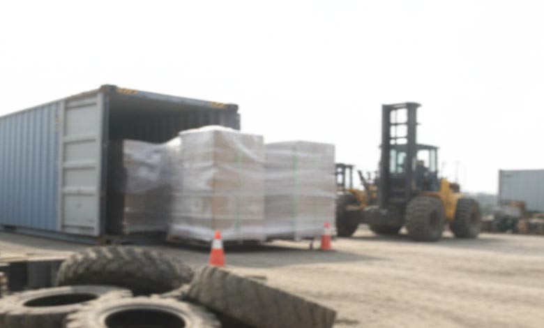A BLANC-ELE rough terrain forklift
