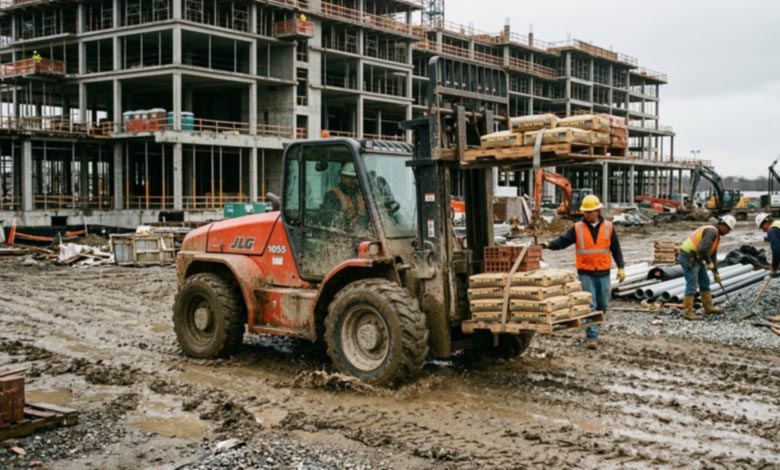 4x4 rough terrain forklift operating on muddy construction site rough-terrain-forklift-construction-site.jpg