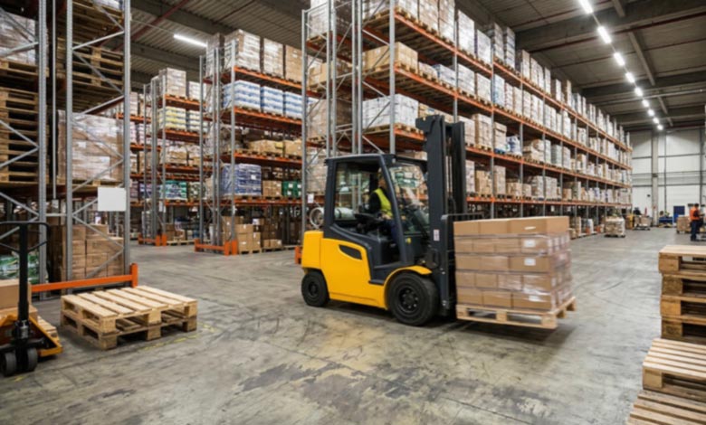 forklift with solid tires operating inside warehouse solid-tires-forklift-warehouse.jpg