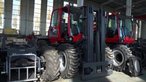 Rough terrain forklifts prepared for pre-shipment export checks