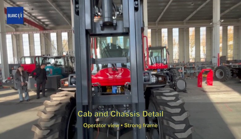 Cab, mast and chassis details visible in a BLANC-ELE product video